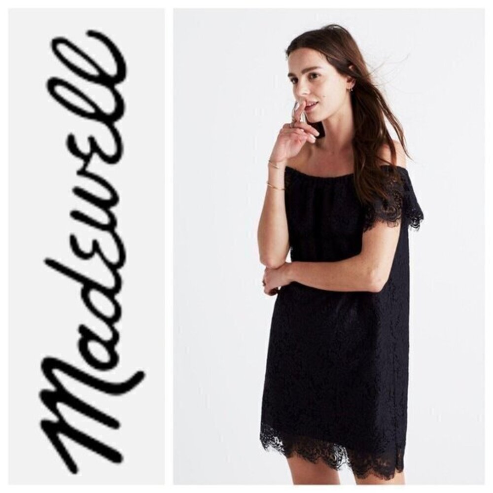 Madewell Dusklace Off The‎ Shoulder Black Dress Style Gorpcore #F9714- Size 2